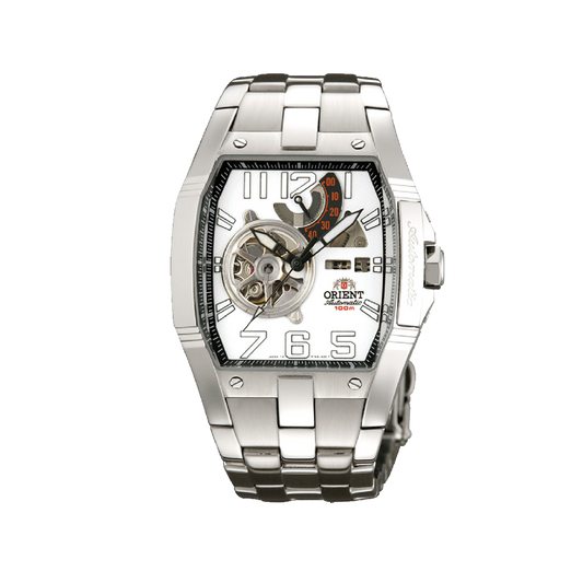 ORIENT: Arena Open Heart Automatic Watch White Dial Power Reserve Indicator CFTAB002W