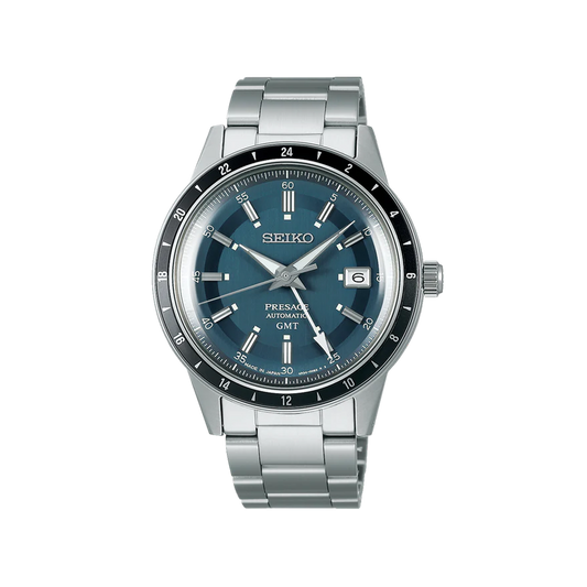 SEIKO: Presage ‘Petrol Blue’ Style 60s Road Trip GMT Men's Automatic Watch Blue Dial (SSK009J1) Made in Japan